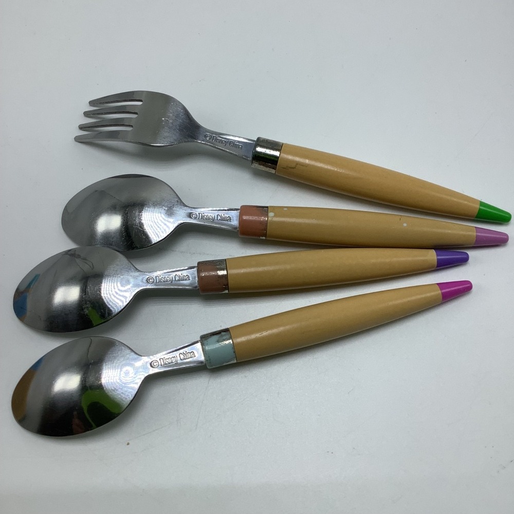 Disney Parks Ink & Paint Flatware 11 Piece Wood like Handles Colorful Paint Ends - Picture 5 of 5